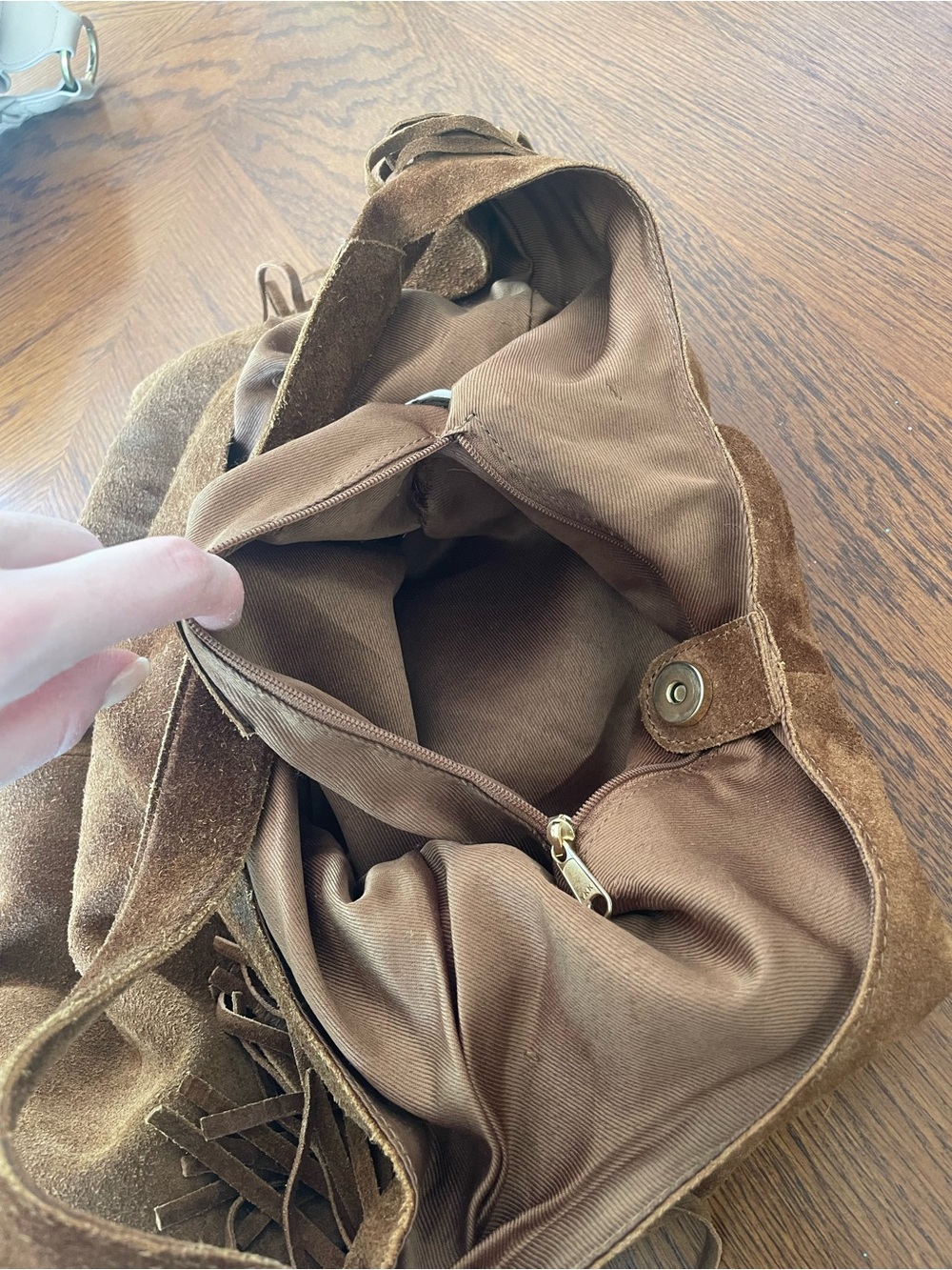 Brown Suede Fringe Hobo Bag - Picture 8 of 9
